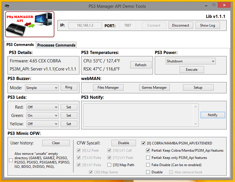 Ps manager. Ps3 Manager. Mamba API. Рабочая температура ps3